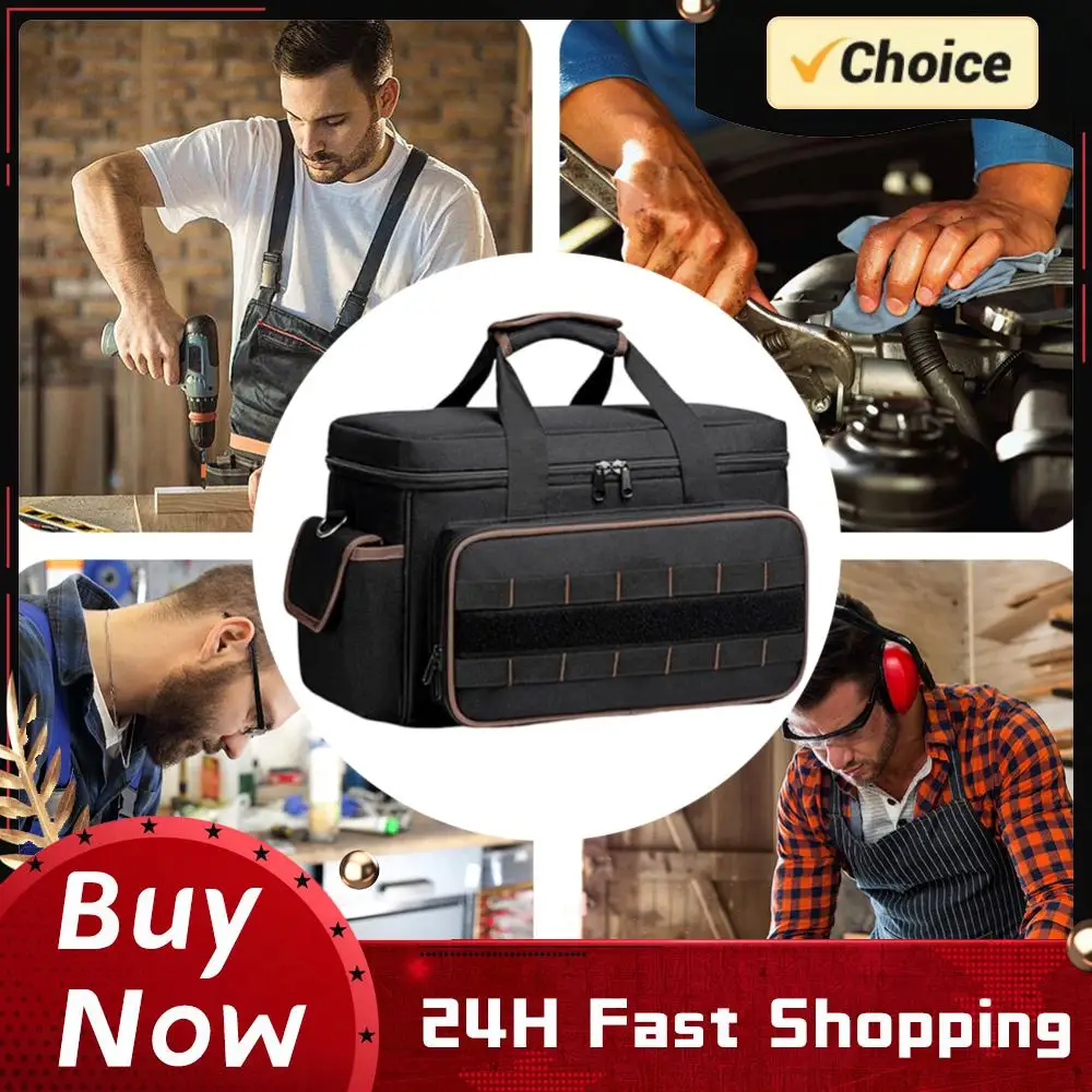 

17 Inch Electricians Tool Bags with Adjustable Shoulder Strap Heavy Duty Tool Bags for Electricians Mechanics Carpenters HVAC