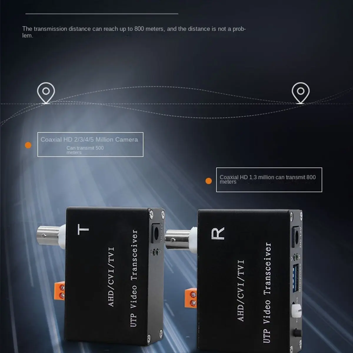 DT60 1 Channel Active Video Balun for CCTV Camera Twisted Pair Transmitter BNCLong Range for AHD TVI CVI 5/10MP