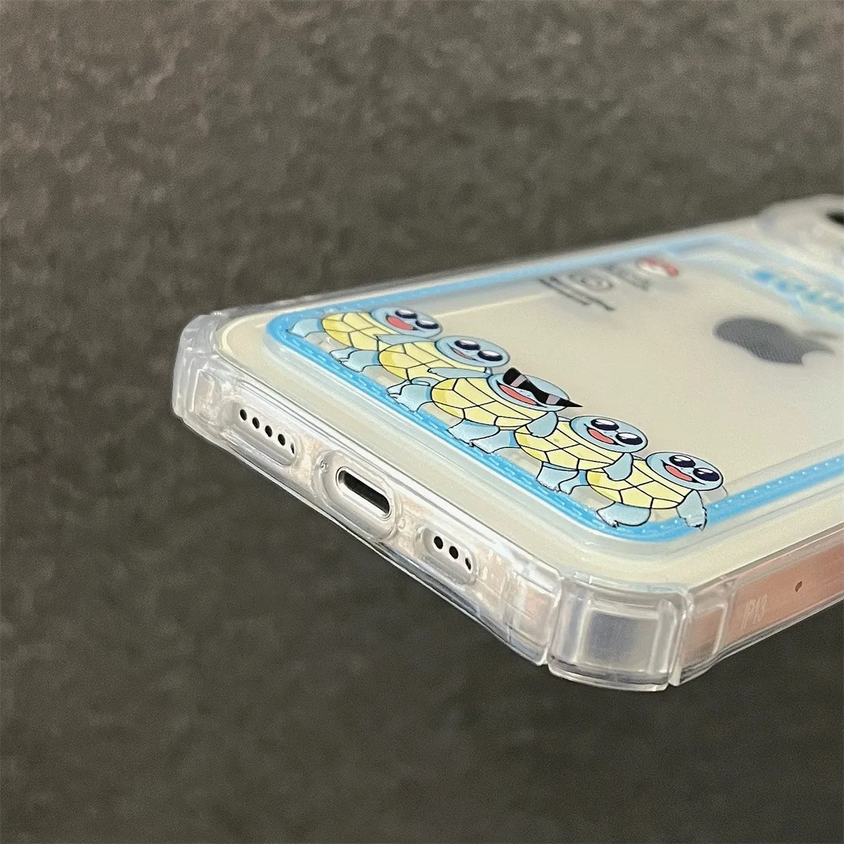 Pokémon Pikachu Johnny Turtle Carteira Cartão de telefone transparente, 3D Anime Cartoon, bonito macio TPU Capa para iPhone 11, 14, 13, 12, 15Pro Max
