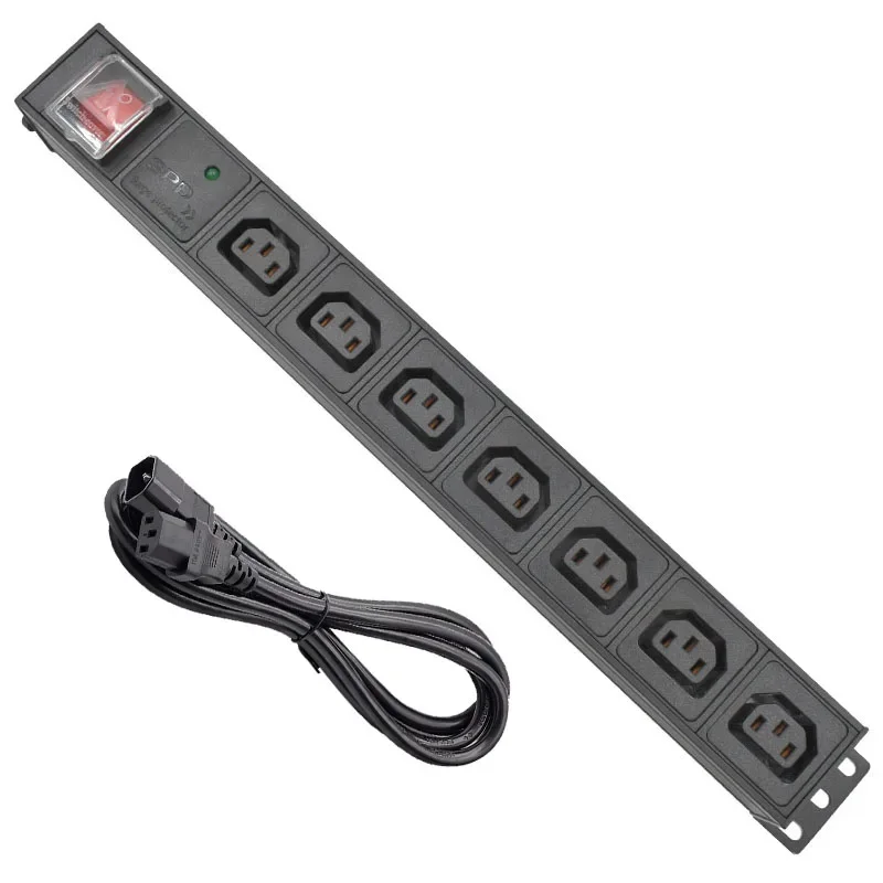 

Network Rack PDU aluminium alloy Power Strip 7 Ways C13 output socket With 2m extension cable C14 interface Lightning protection