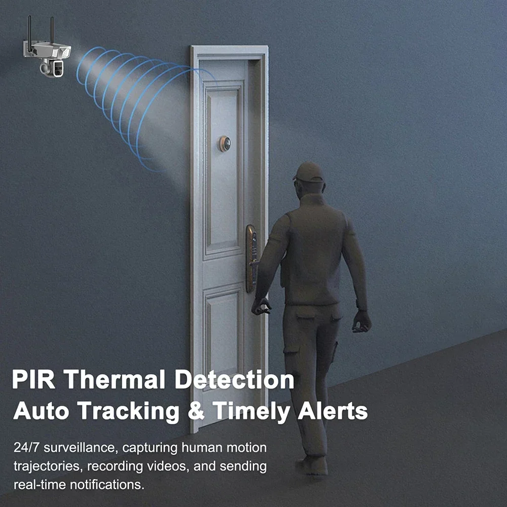 PEGATAH 8MP Wifi Wireless 20X Zoom Solar Camera 4K Three Lens Solar Panel Human Detection PTZ Security Cam Waterproof Camera