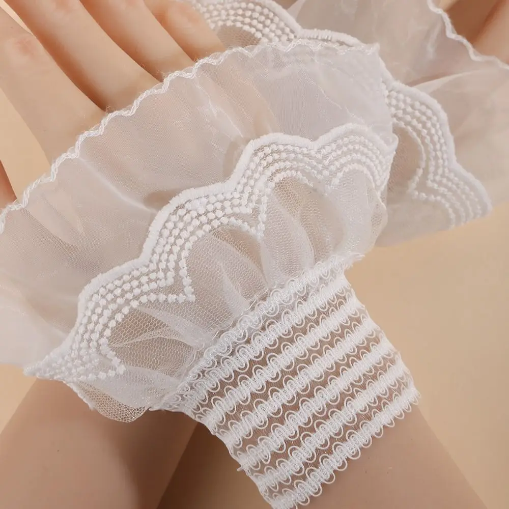 Fashion Victorian Detachable Sleeves Cuffs Solid Color Costume Accessory Lace Ruffled Wrist Fake Sleeves Cuffs Wedding