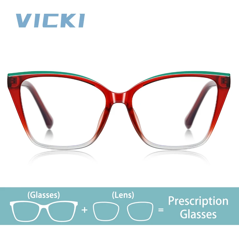VICKI Fashionable Women's Literary Style Spring Glasses - Customizable Prescription - Anti-blue Light - Photochromic LS045