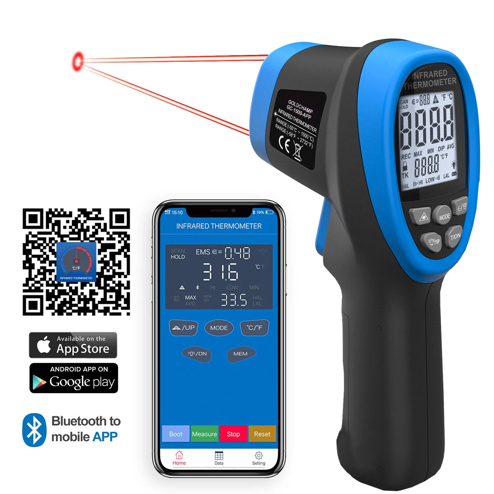 

Digital Infrared Thermometer Gun, Dual Laser 30:1 Infrared Thermometer Gun Measure Temp -58℉~2732℉, Industrial Pyromet