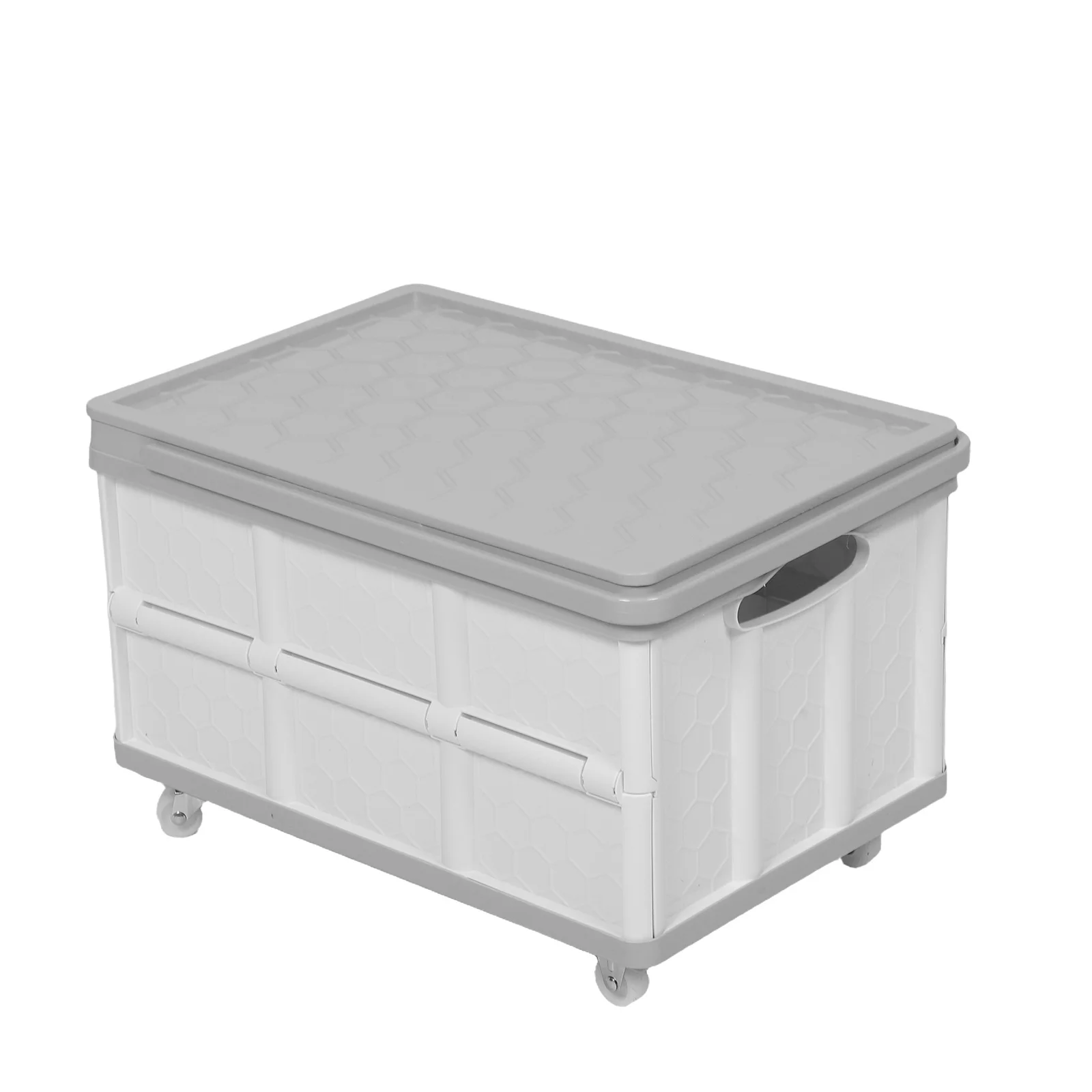 

Folding Storage Crate With Wheels Large Capacity Collapsible Plastic Cart For Clothes Books Household Utility Tote