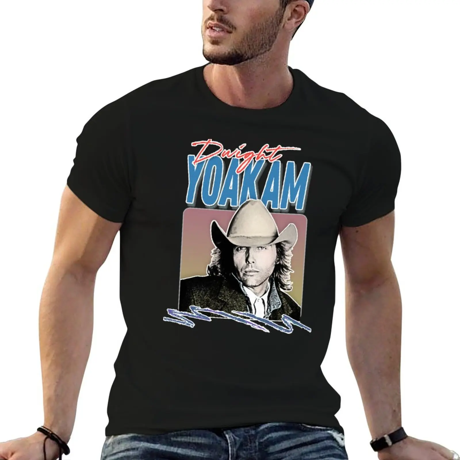 

Styled man 80s t Yoakam shirt Dwight man T-Shirt for cotton Retro shirts t Design designer