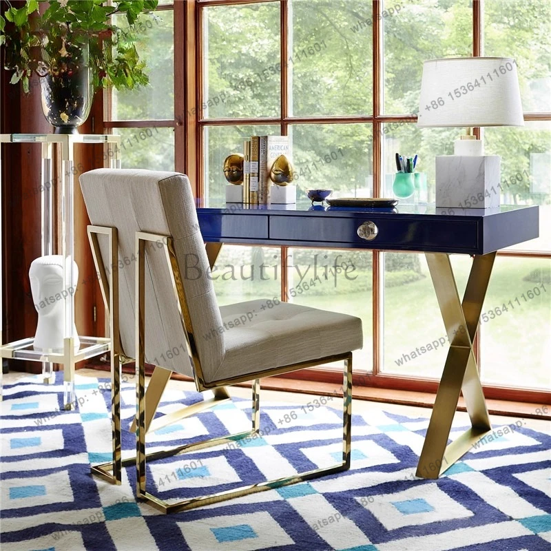 

Stainless steel dining chair modern minimalist study computer leisure chair piano paint desk