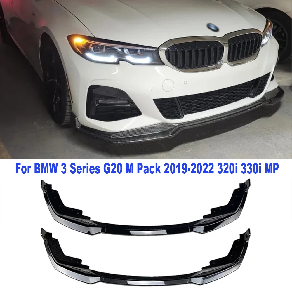 Car Front Bumper Lip Body Kit Spoiler Splitter Bumper For BMW 3 Series G20 M Pack 2019-2022 320i 330i MP Canard Lip Accessories