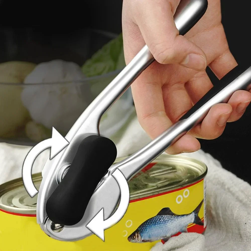 JJYY Manual Stainless Steel Can Opener Craft Handle Bottle Opener Kitchen Tools Multifunction Zinc Alloy Beer Can Opener