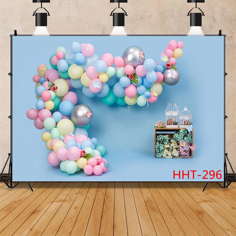 Fundo De Aniversário Do Bebê Recém-nascido, Balão, Flor, Contexto Retrato, Fotografia, Photo Studio, HHT-08, First Birthday Party