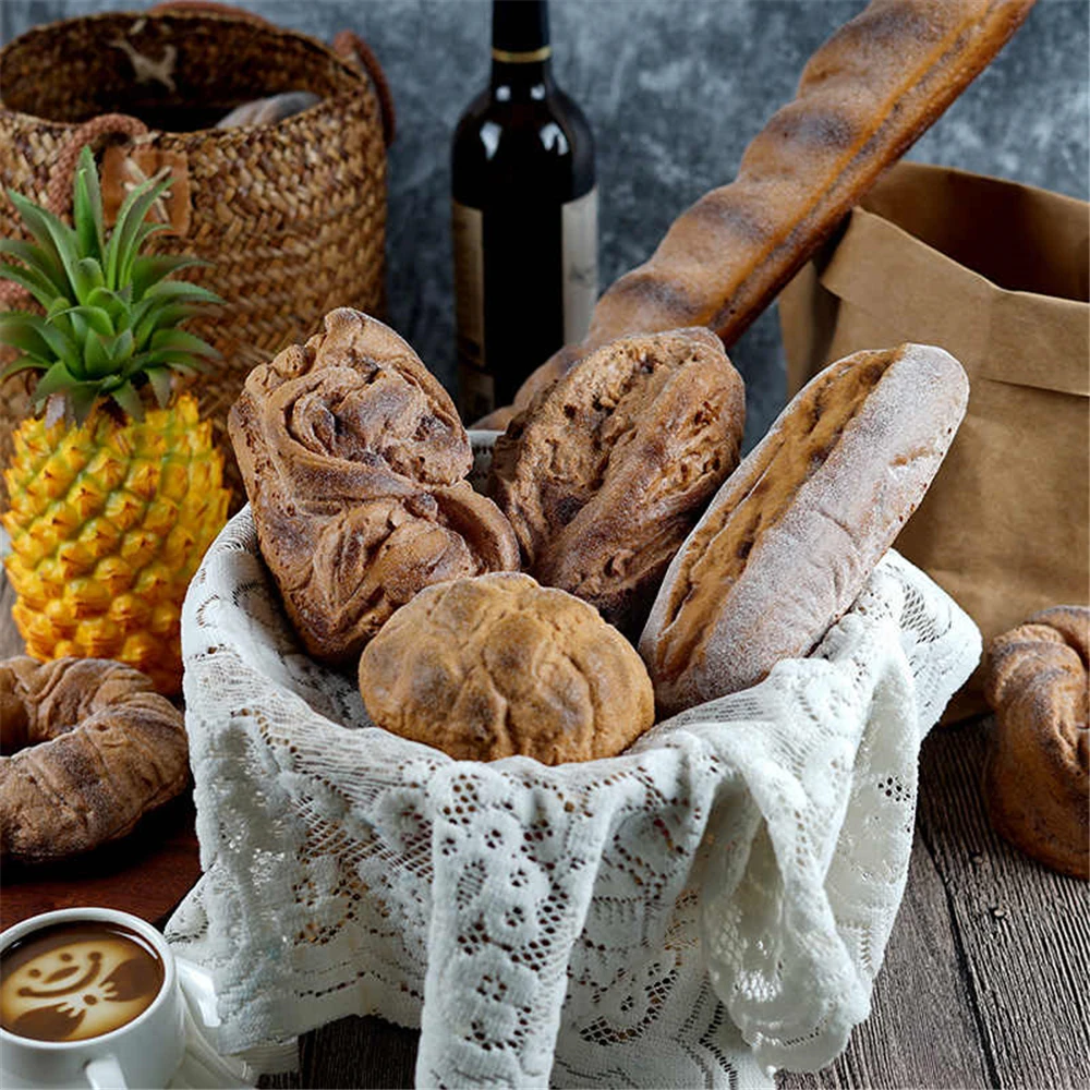 نموذج الخبز الاصطناعي الغذاء كعكة الحلوى منزل متجر بار مقهى ديكور الخبز الكرواسون الرغيف الفرنسي محاكاة وهمية الخبز البني #3