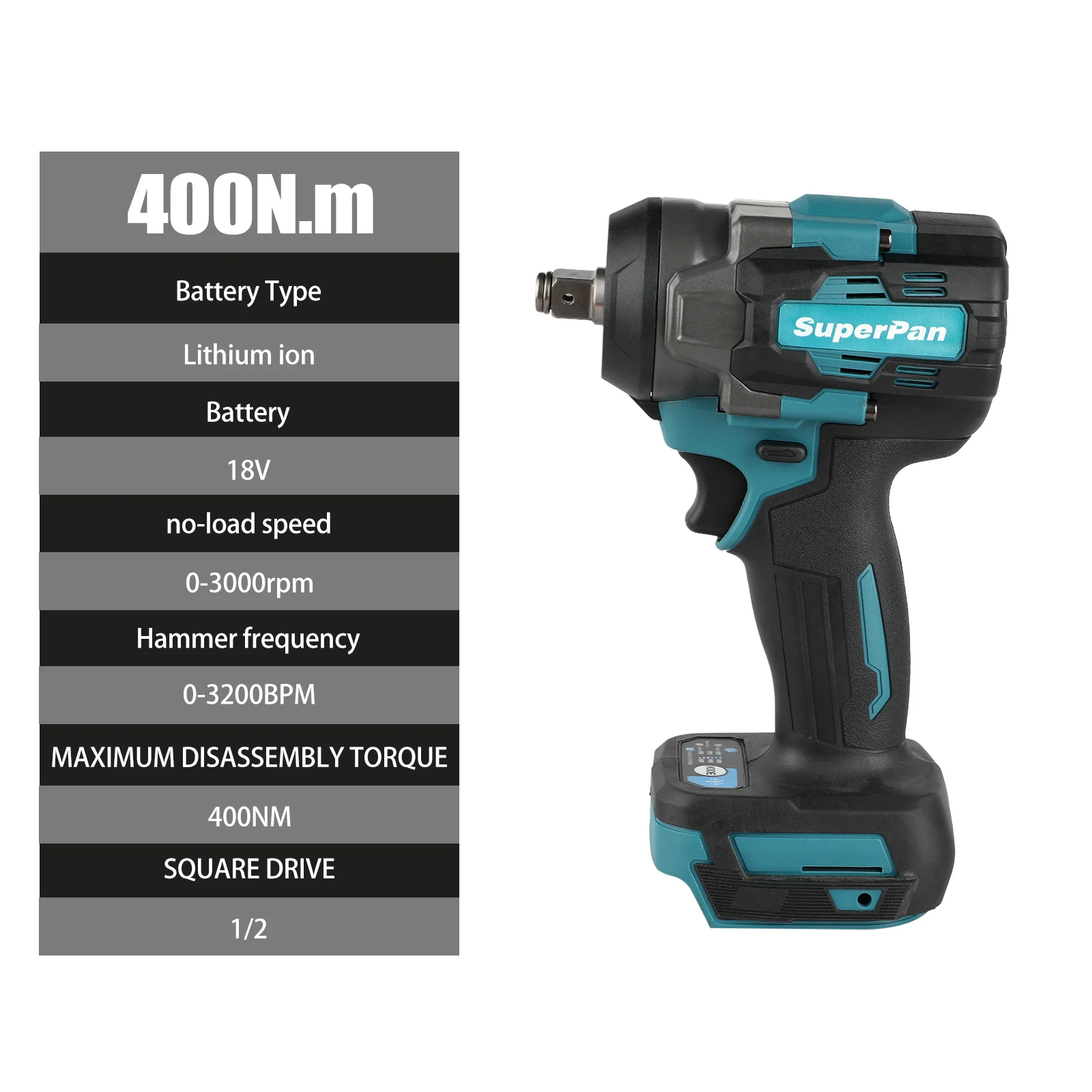 SUPERPAN 18V 400N.m Brushless Impact Wrench – 1/2
