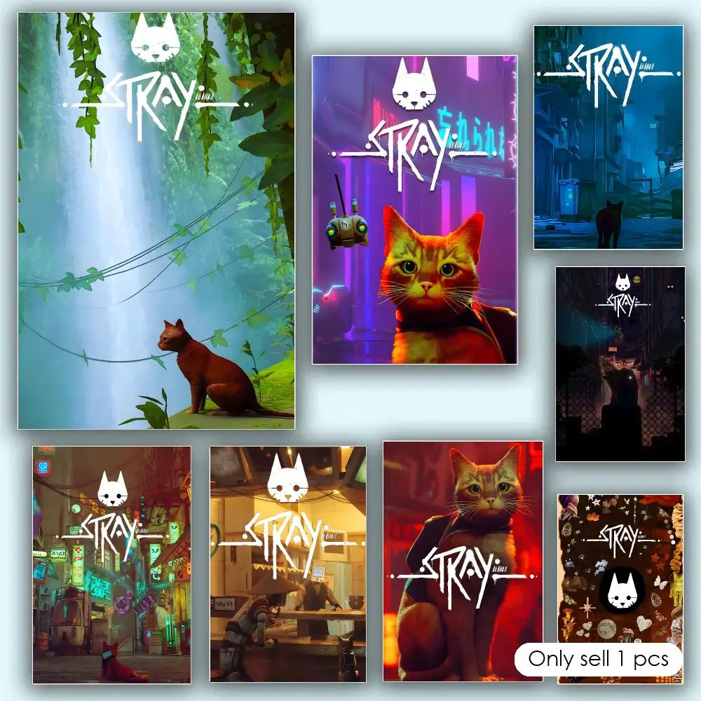 Game Stray Cat Poster Aesthetic HD PVC Wall Art - Waterproof Wear Resistant For Home Hotel Bar