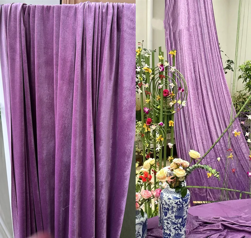 Durable High Grade Gray Purple Sapphire Blue Velvet Cloth Draping Fabric for Wedding Ceiling Background Fabric
