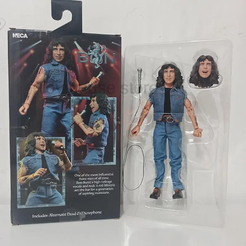 Figurka kolekcjonerska NECA Angus Young, wokalista zespołu Bon Scott, model akcji 8-calowy, zabawka do ekspozycji