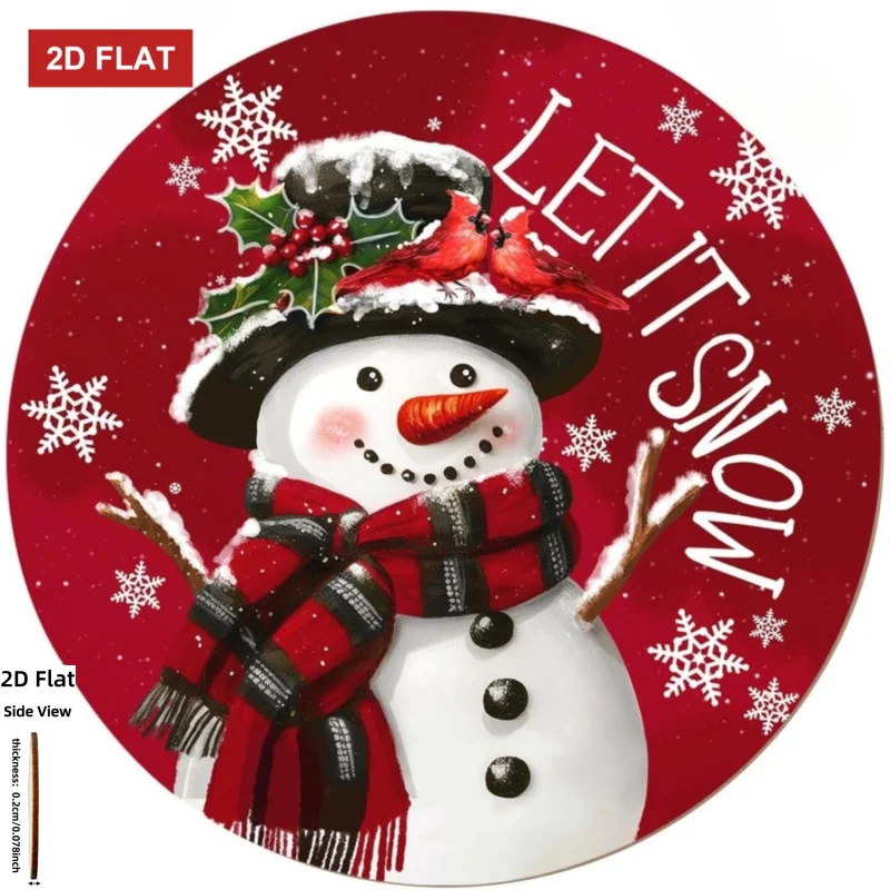 2D Flat, 2D Flat Printing, Christmas Snowman Front Door Sign 