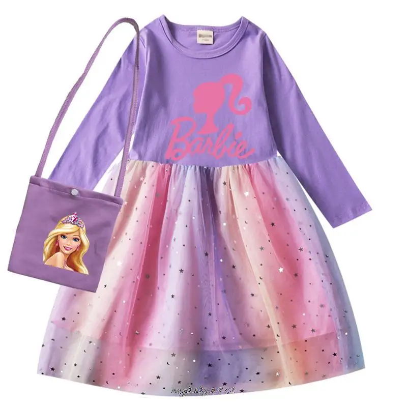 Primavera ragazze gilet Barbie principessa ragazze vestono Costume di natale bambini festa del bambino compleanno abiti Vestido vestiti e borsa