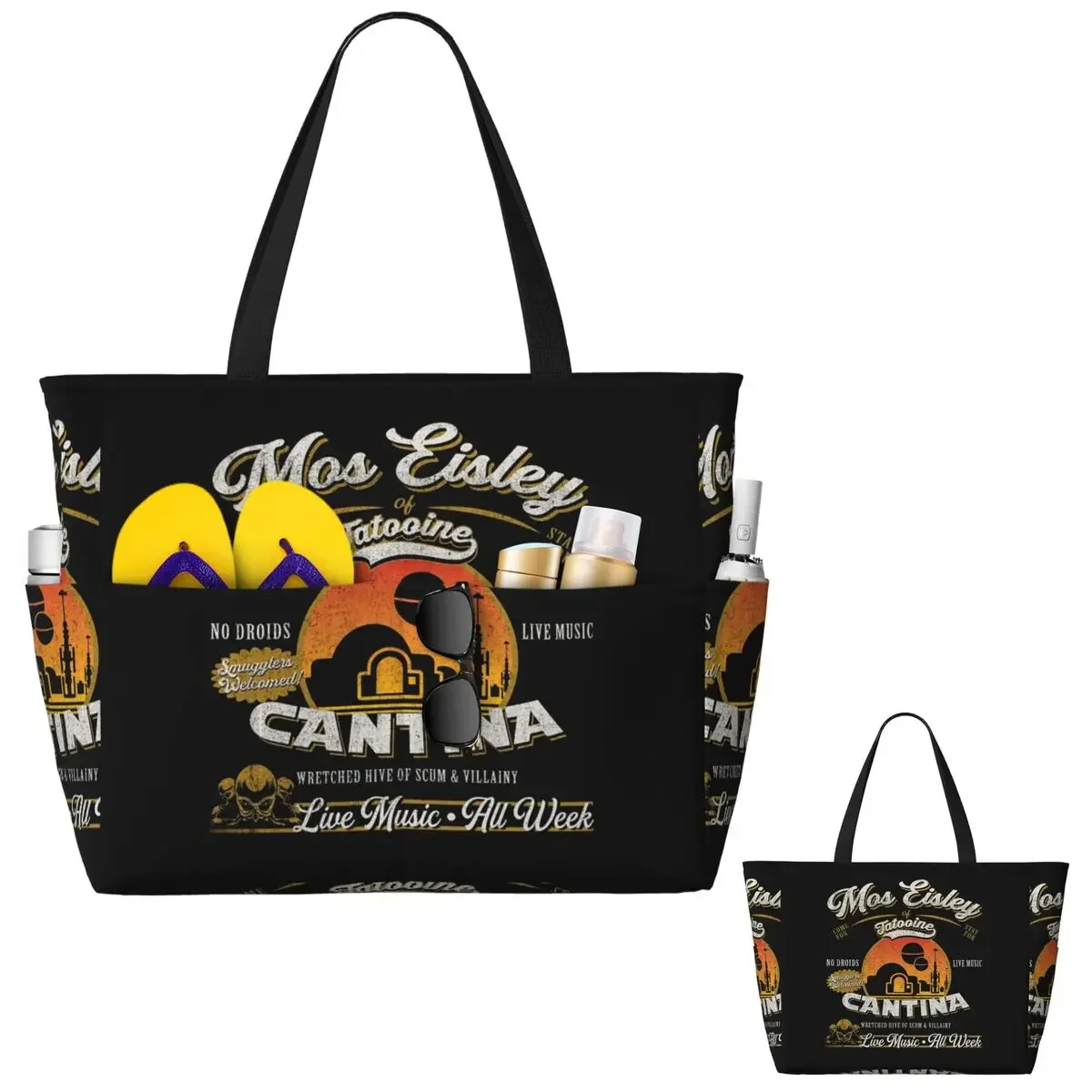 Mos Eisley Cantina Tatooine Dk Beach Tote Bag Sport Gym Yoga Duffle Large Tote Bag Women Travel Bag Fitness bag
