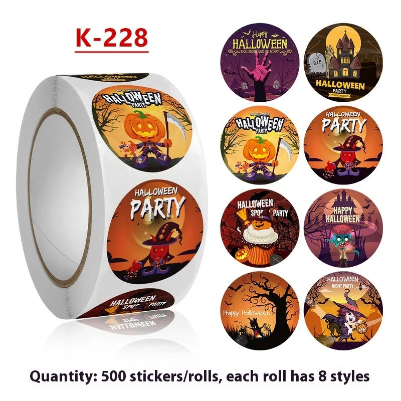 

Уплотнительные наклейки на Хэллоуин в рулонах для детского праздника, тыквы, вечерние украшения, наклейки, конфеты, подарки, наклейка на Хэллоуин