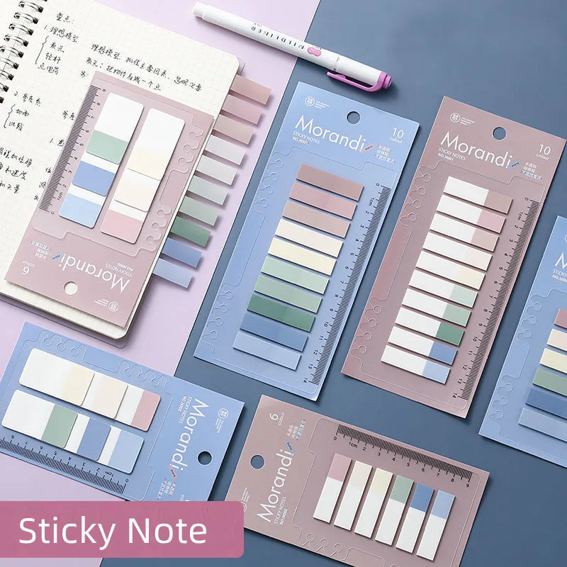 60pcs/lot Sticky Note with Ruler Loose Leaf Index Label Marker Stickers Mini Memo Pad Tearable Note Pad Stationery Notepad