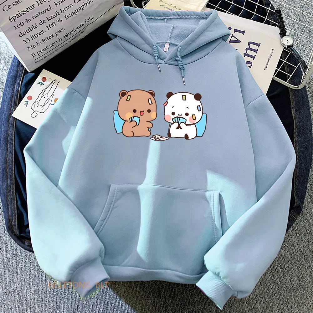 Panda Bear Bubu Dudu Sweatshirts Women/Men Long Sleeve Cartoon Hoodies Casual Winter Fleece Warm Pullovers Kawaii Printing Hoody