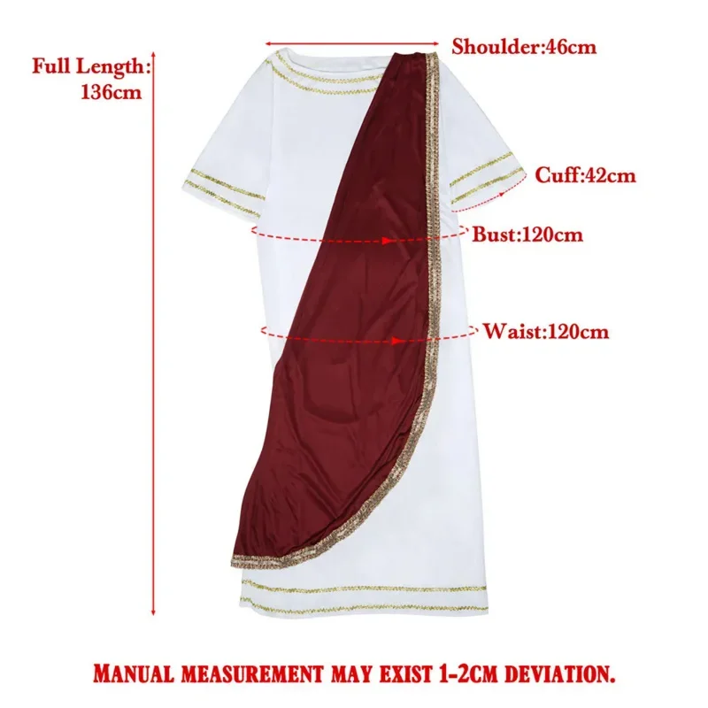 ديلوكس الكبار اليونانية القديمة الرومانية توغا هالوين الرجال قيصر تأثيري حلي كرنفال عيد الفصح بوريم فستان بتصميم حالم MN1