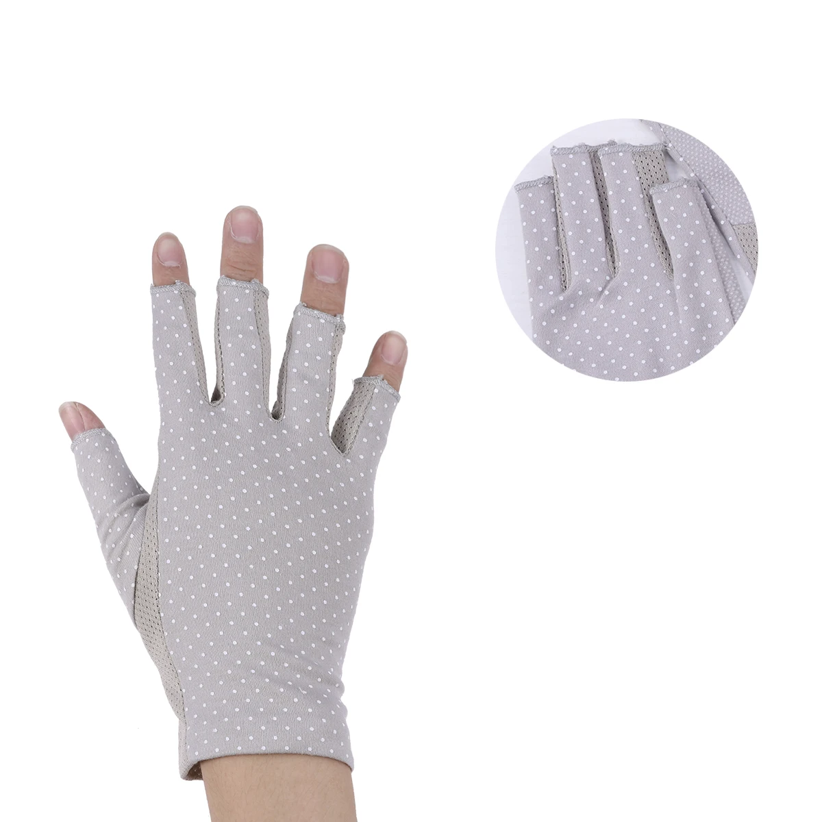 

Lightweight Cotton UV Protection Gloves for Women Grey Reflective Cycling Sunblock Half Finger Touch Screen Non Slip Driving