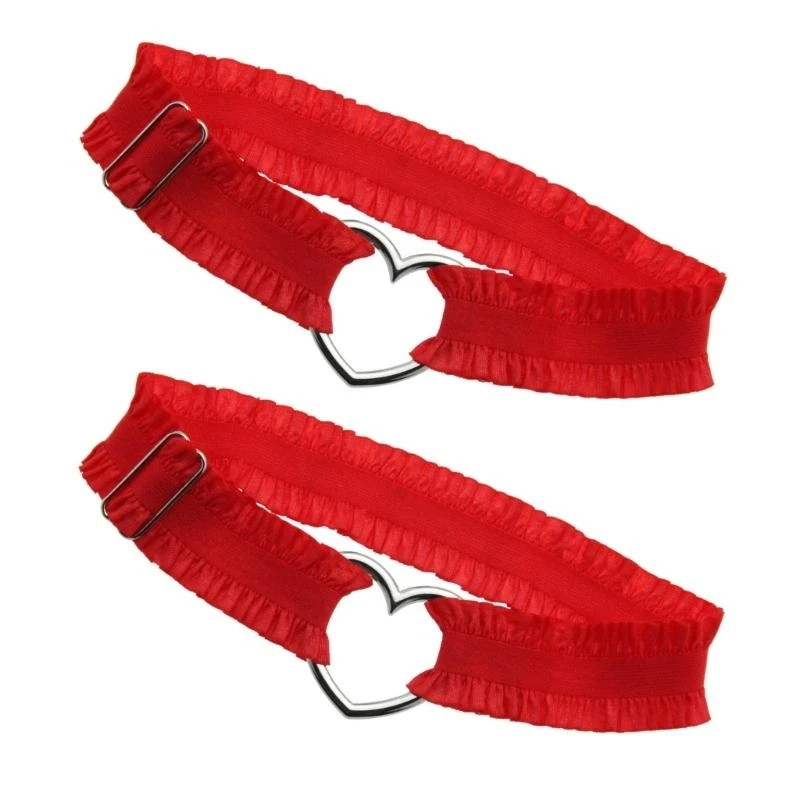 Porte-jarretelles froncé élégant avec cœur, bande jambe en dentelle réglable pour femmes, tenues vacances, jarretelles