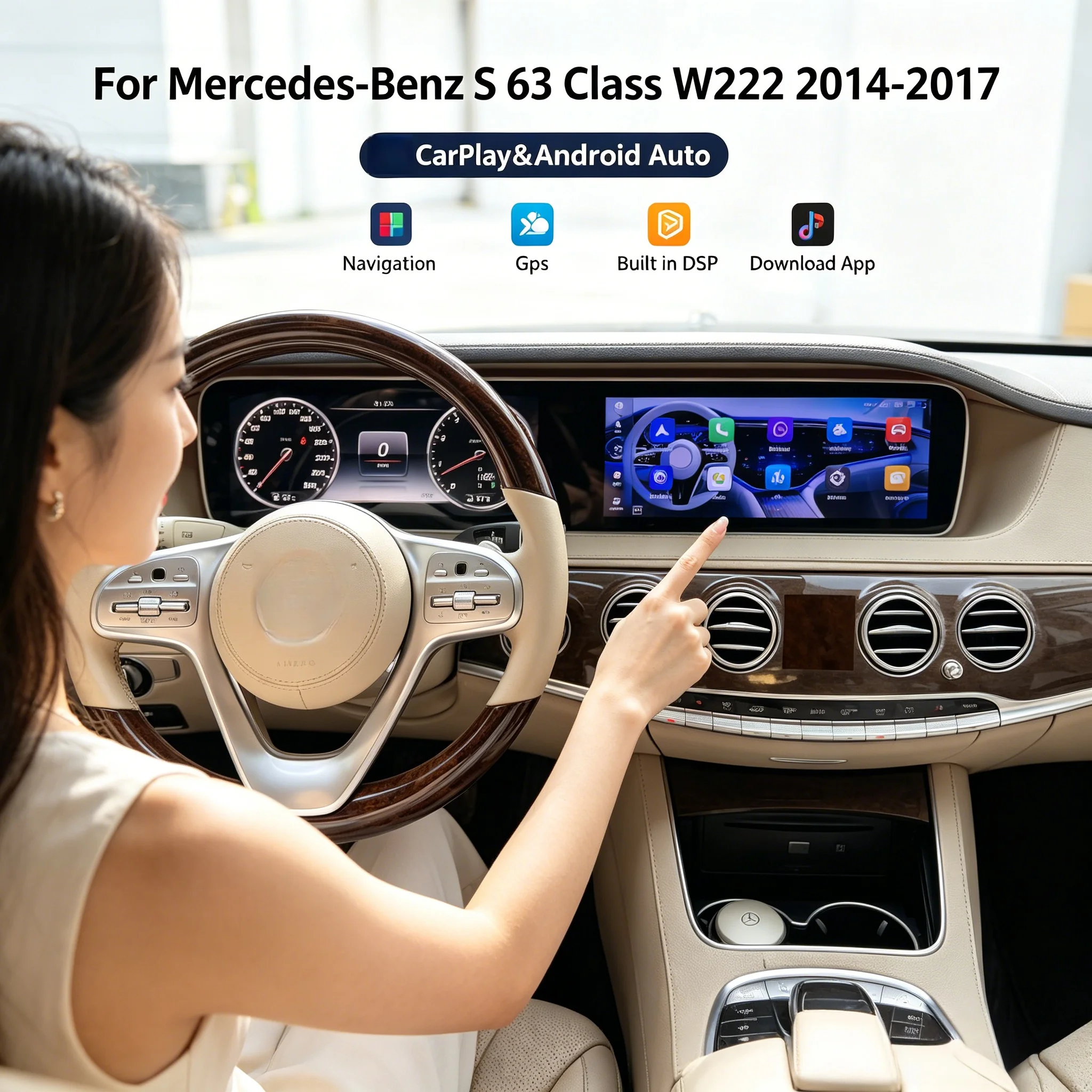 LHD/RHD 12.3 Inch For Mercedes-Benz S-Class W222 2014-2017 Car Radio Android Auto Wireless Carplay GPS Navigation Car Tuning