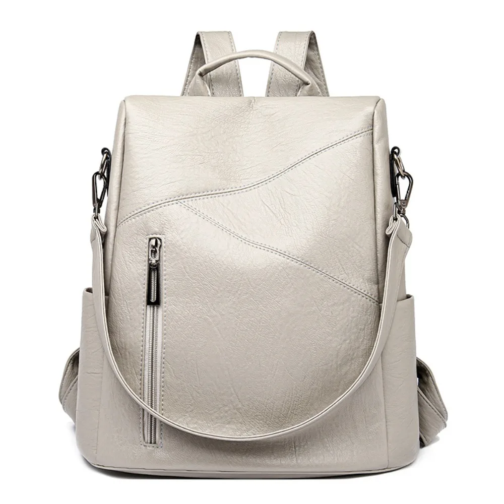 

Универсальный рюкзак из искусственной кожи, водонепроницаемый школьный рюкзак из полиэстера, большая вместимость, черно-коричневые дорожные рюкзаки