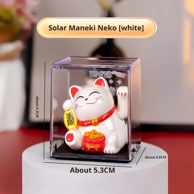 Solar Charging Auspicious Maneki Neko Waving Its Arms. Traditional Chinese Feng Shui Maneki Neko, for Cars Offices  Etc