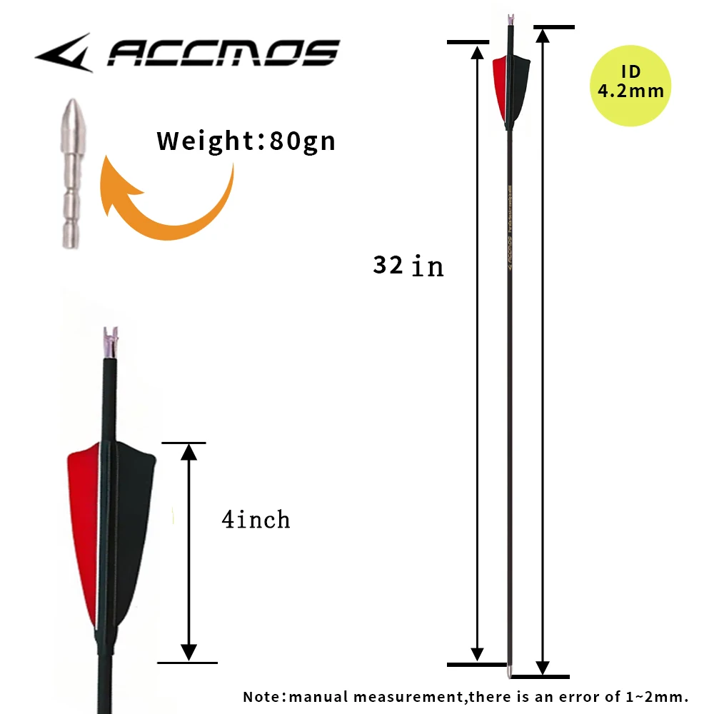 6/12/18 قطعة ID 4.2 مللي متر سهم كربون نقي 32 بوصة العمود الفقري 300 350 400 500 600 ل قوس منحني مجمع الصيد اطلاق النار #5