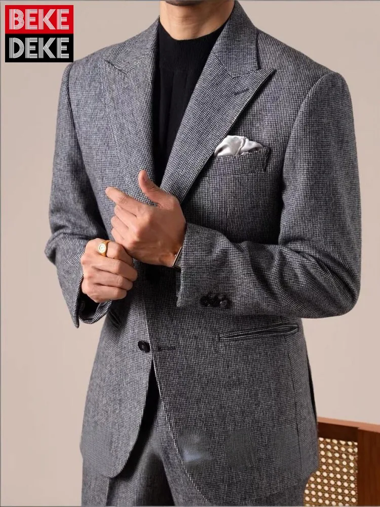 Business Male Long Sleeves Pockets Comfortable Suits Leisure Matching Sets Top Quality Two Button Solid Color Men Outfits