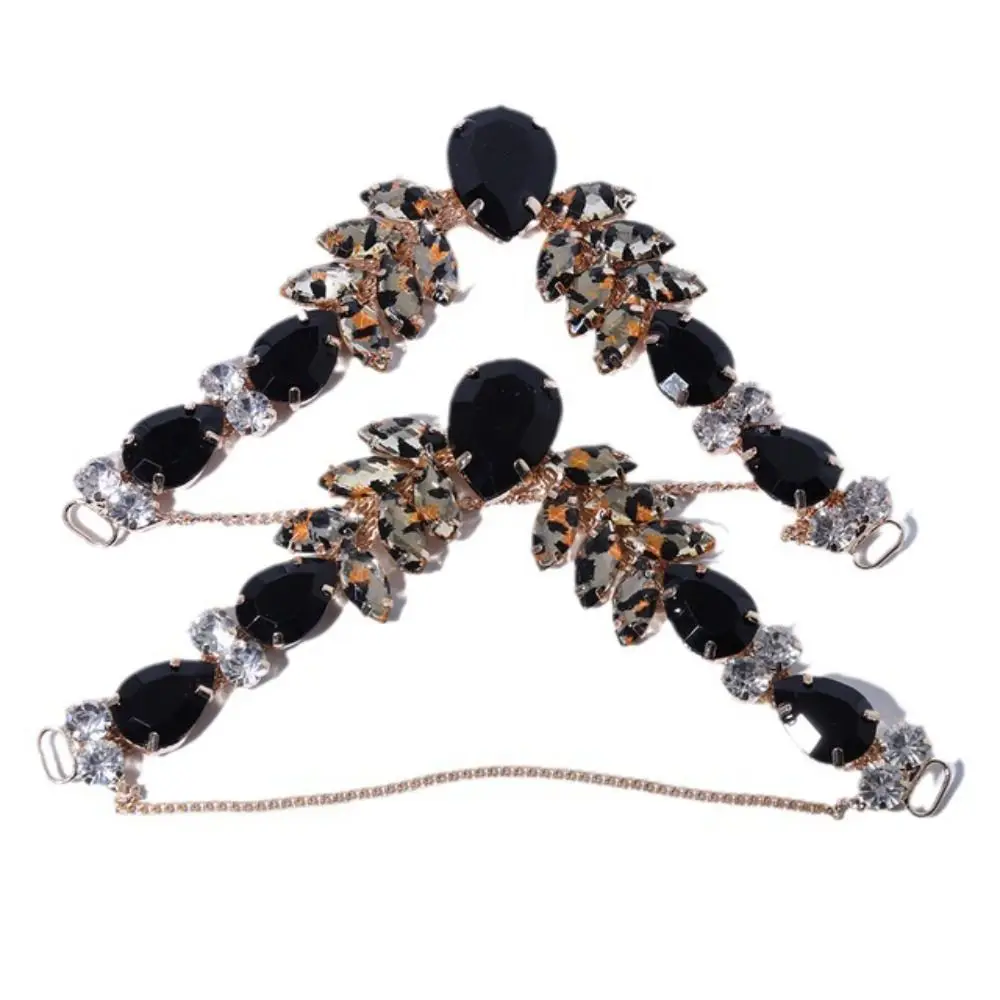 2Pcs Ladies Sandal Beach Slider Decorate Chain Acrylic Crystal Shoe Chain DIY Sewing Accessory Herringbone Slipper Chain