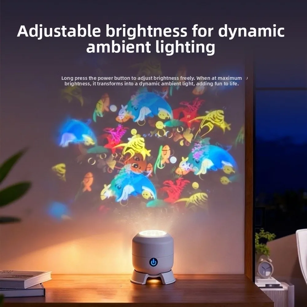 Rotating Ocean Projection Night Light Dynamic Projector Ocean-Themed Party Ambient Light Adjustable Brightness USB Rechargeable