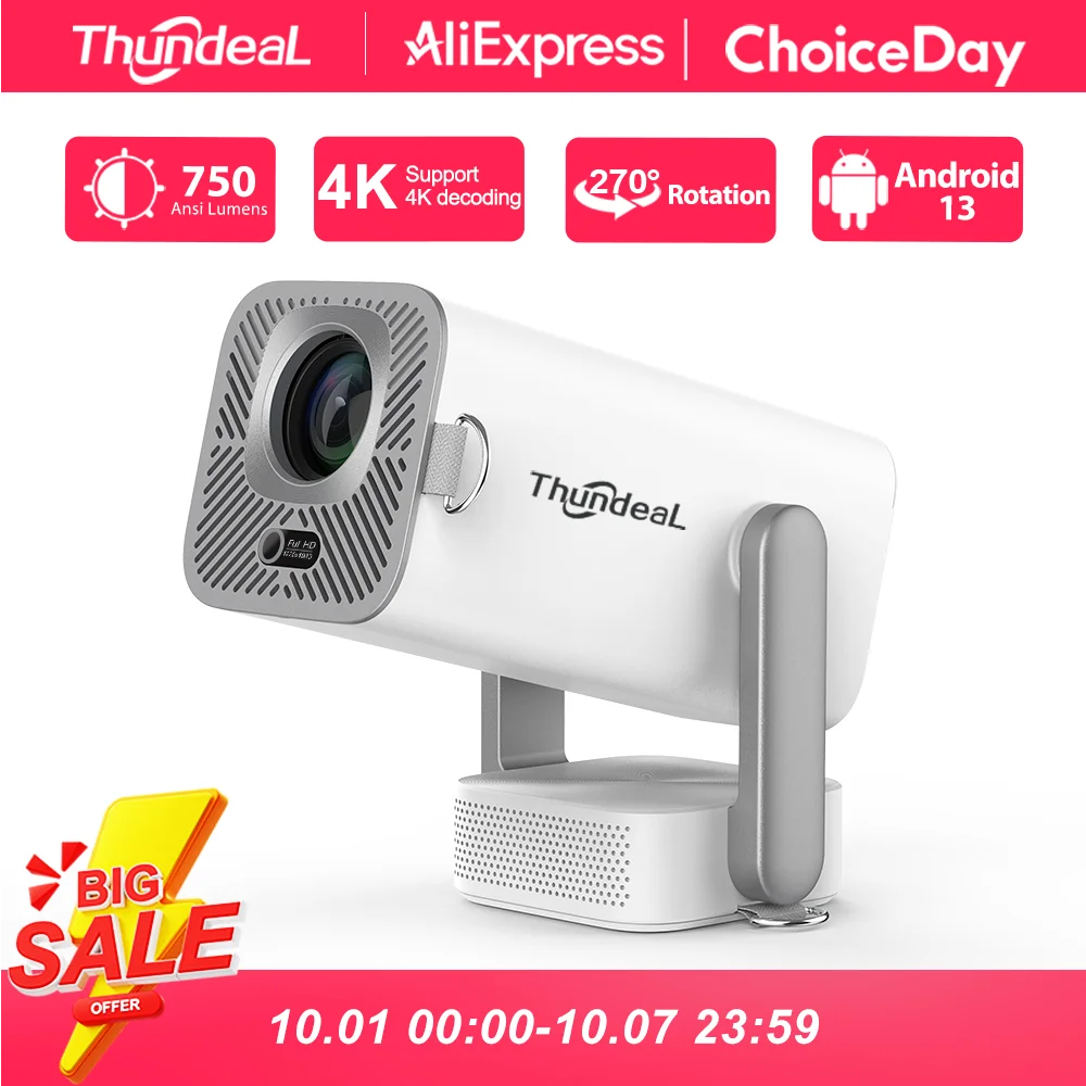 Proiettore Full HD ThundeaL TD80 Pro 1080P 2K 4K TD80Pro TD80W Aggiornato con WIFI, Mini Proiettore Android 3D LED per Home Theater