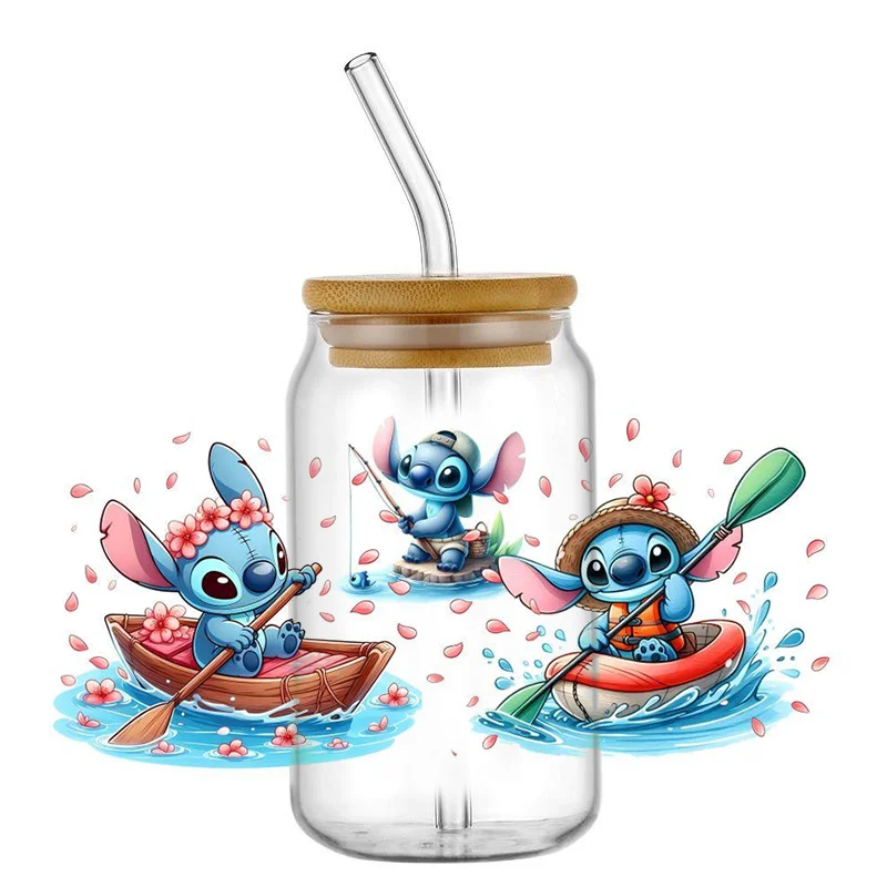 Miniso-envoltura de taza UV DTF de dibujos animados en 3D, adhesivo autoadhesivo de 16oz para cerveza, cafรฉ, lata de vidrio, envoltura de taza,