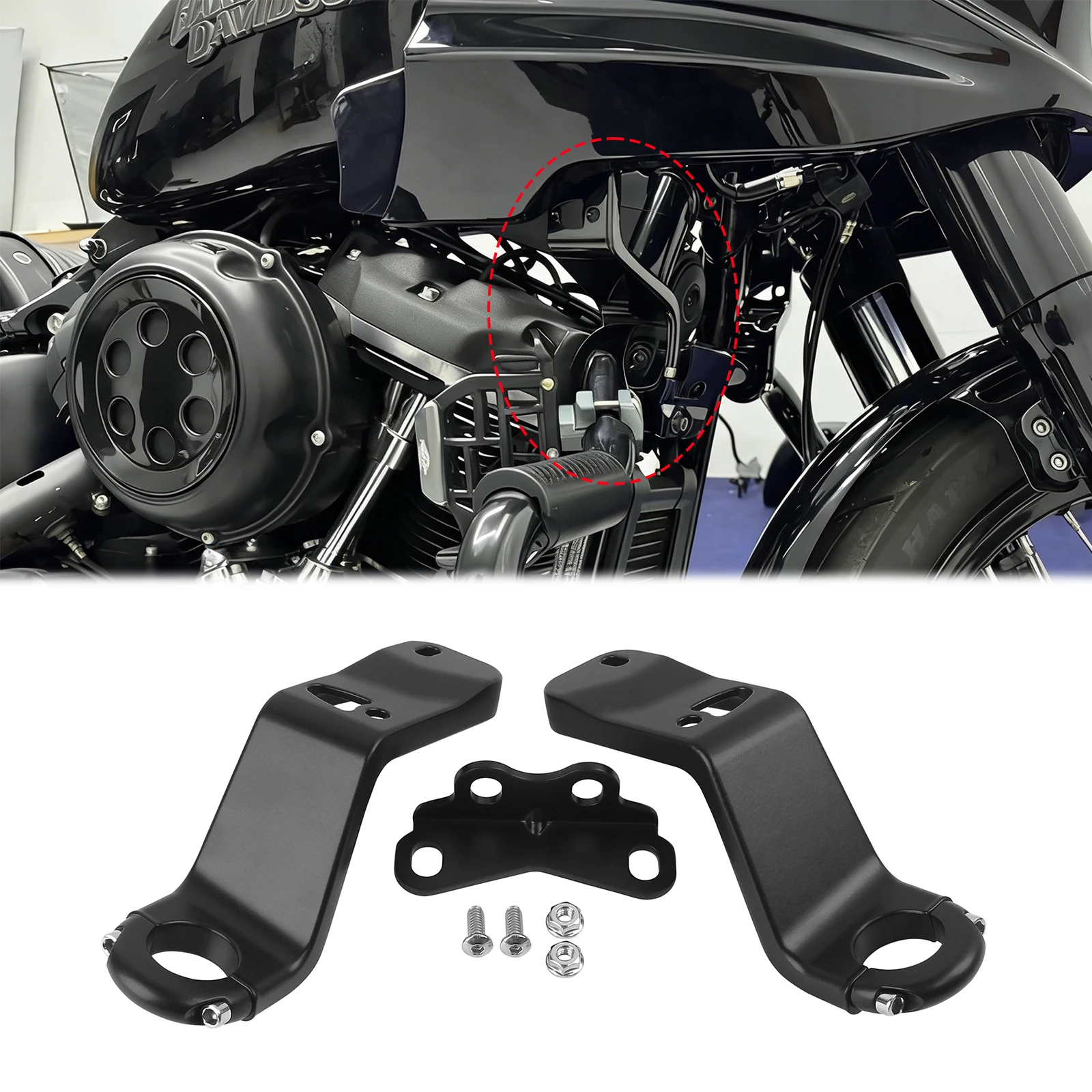 

Motorcycle Black Front Fairing Support Bracket Mount Kit Fit For Harley Low Rider ST FXLRST 2022-2025