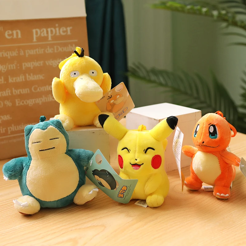 Pokemon Plush Keychain Cartoon Toys Pendant Doll Anime Figures Pikachu Charmander Psyduck Squirtle Snorlax Kids Toy Xmas Gift
