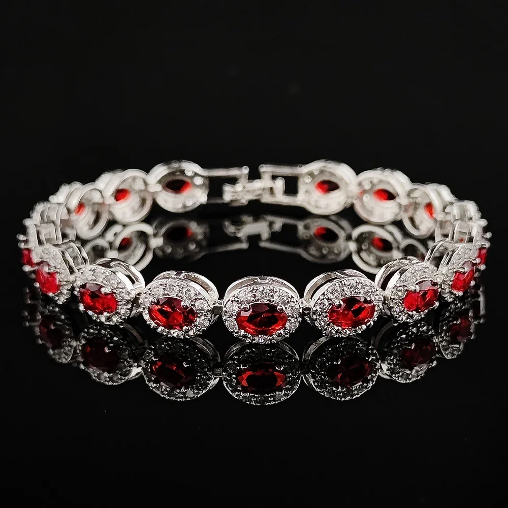 

2026 New Luxury Blue Red Green Black silver Color Bracelet Bangle for Women Anniversary Gift Jewelry Wholesale S6923