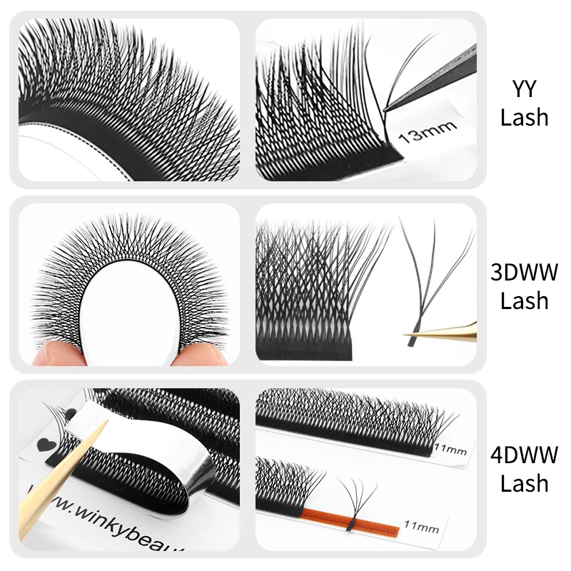 W Lash Extension Russia Volume 3D/4D/YY Fluffy W Eyelash Premade Fans Clover Mink Faux Cil Lashes Dolly Hybrid Eyelash 3D Cilios