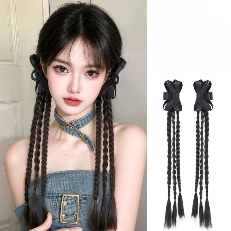 Sweet Bow Long Twist Braids Hair Claws Fashion Versatile Hair Crab Clip for Women Girls Y2K Hair Accessories Valentine Headwear