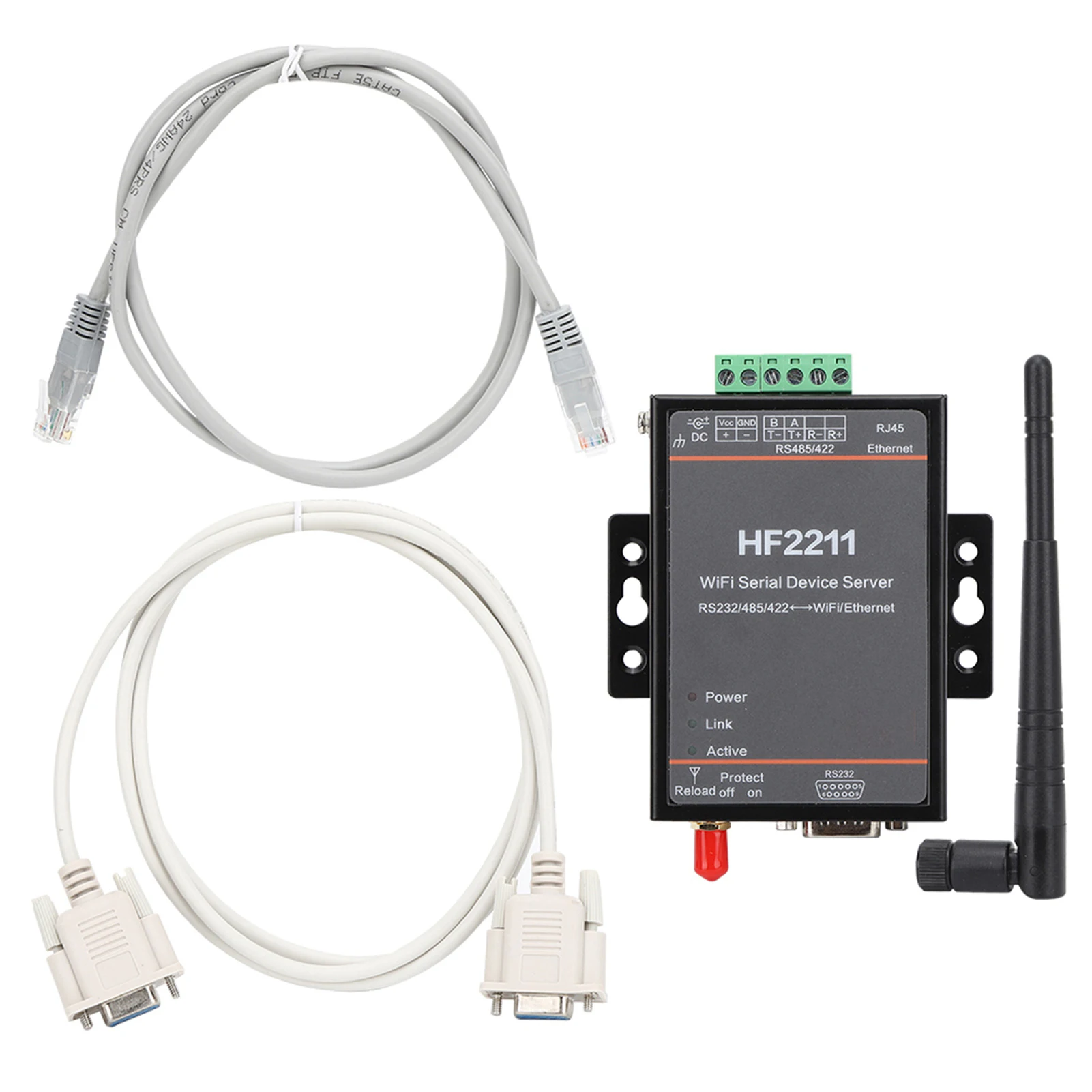 HF2211 Serial Server RS232/485/422 to WIFI & Ethernet DTU Network Communication 5-36VDC