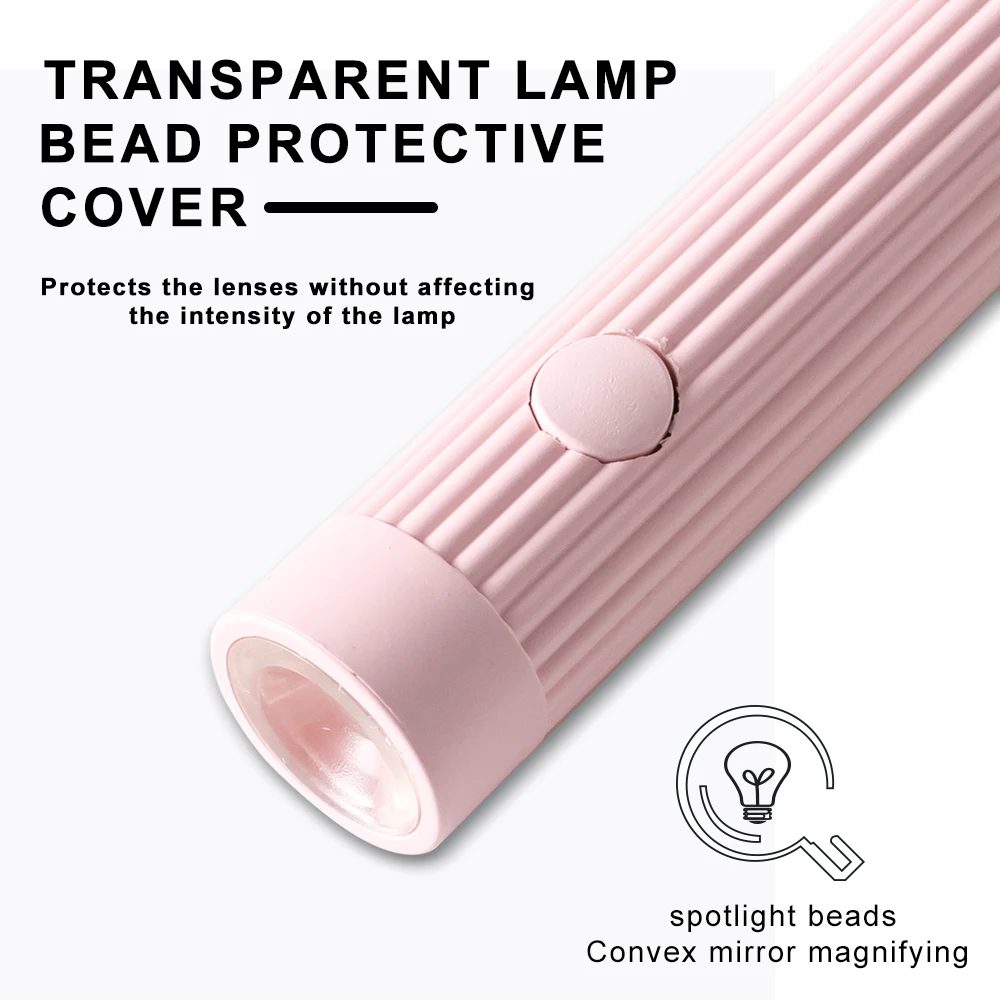Handheld nagel UV-lamp Mini 3W nagellicht Draagbare draadloze oplaadbare manicurelamp voor snel uithardende nagelgel Wit roze kleur