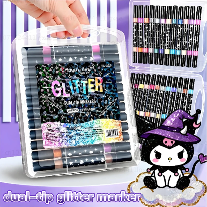 

Набор глиттерных маркеров с двойным наконечником (24/48/72/96 цветов), металлические маркеры для рисования, для поделок, открыток, плакатов, альбомов