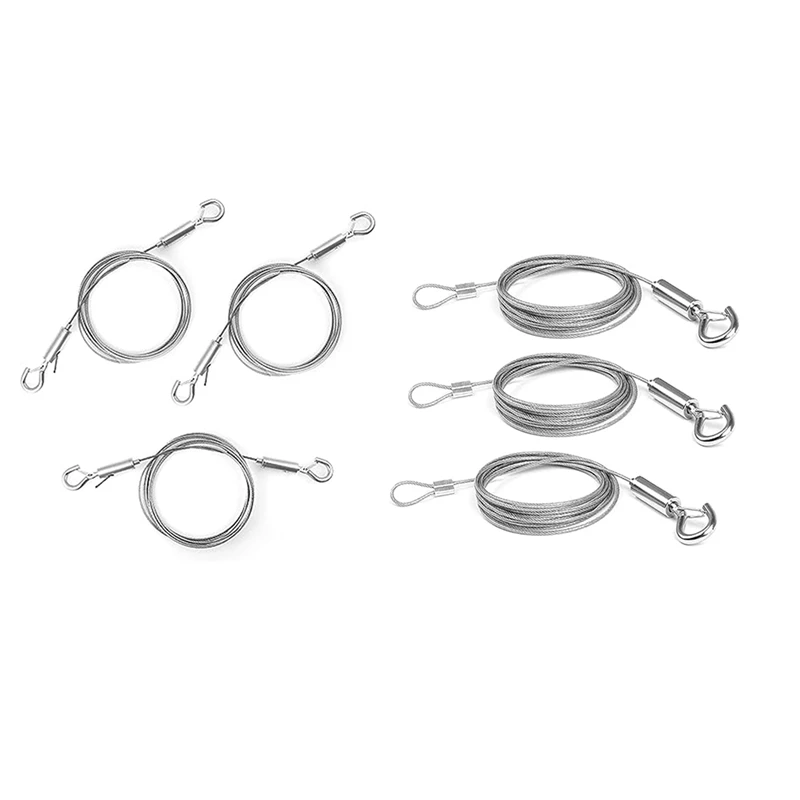 3 Stainless Steel Adjustable Lanyards Clothesline With Hooks Hanging Line For Picture Frame Planter