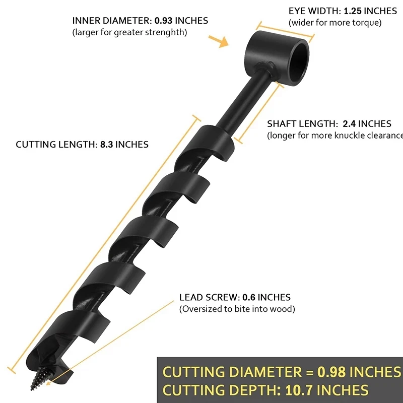 TML 1” X 12” Scotch Eye Wood Auger Drill Bit Hand for Bushcraft Backpack and Camping