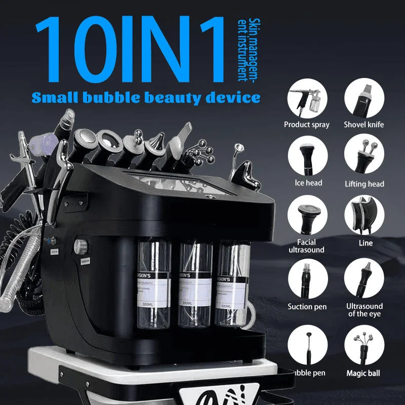 

New Upgrade Metal 10 in 1 Hydra Oxygen Aqua Peel Facial Hydro Skin Rejuvenation Lifting Wrinkle Remove Facial Machine for Salon