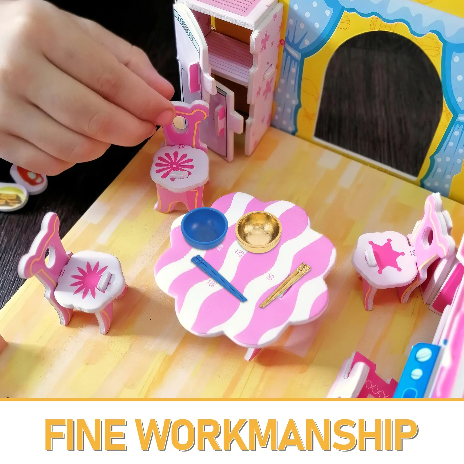 4 مجموعة دمية أدوات المطبخ المصغرة واقعية المعادن أطباق صغيرة عيدان المطبخ الصغيرة اكسسوارات الديكور لتناول الطعام 1:12 #2