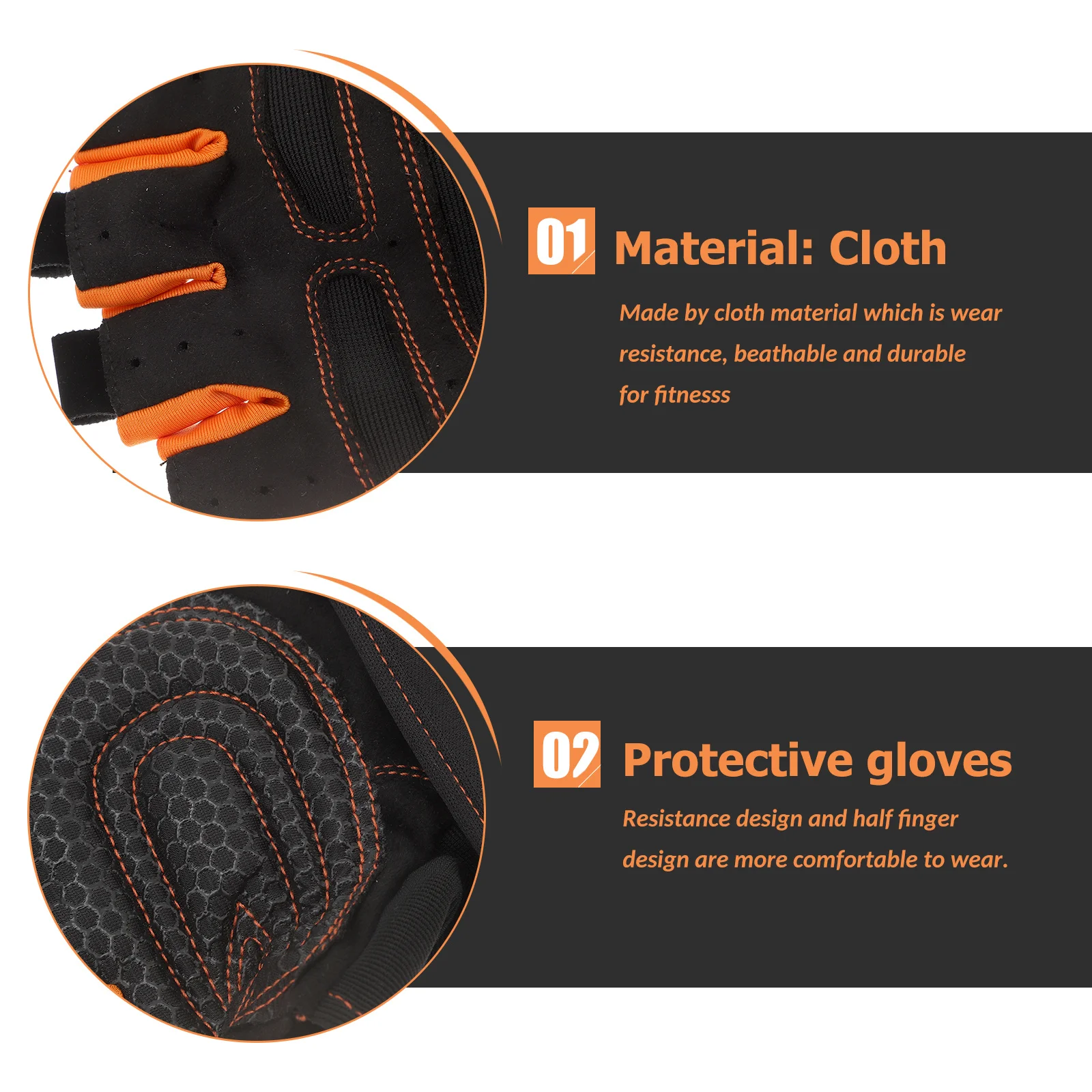 

1 Pair Sport Half-Finger Gloves Breathable Elastic Fabric For Fitness Riding Climbing Weight Lifting Anti-Slip Shockproof Palm